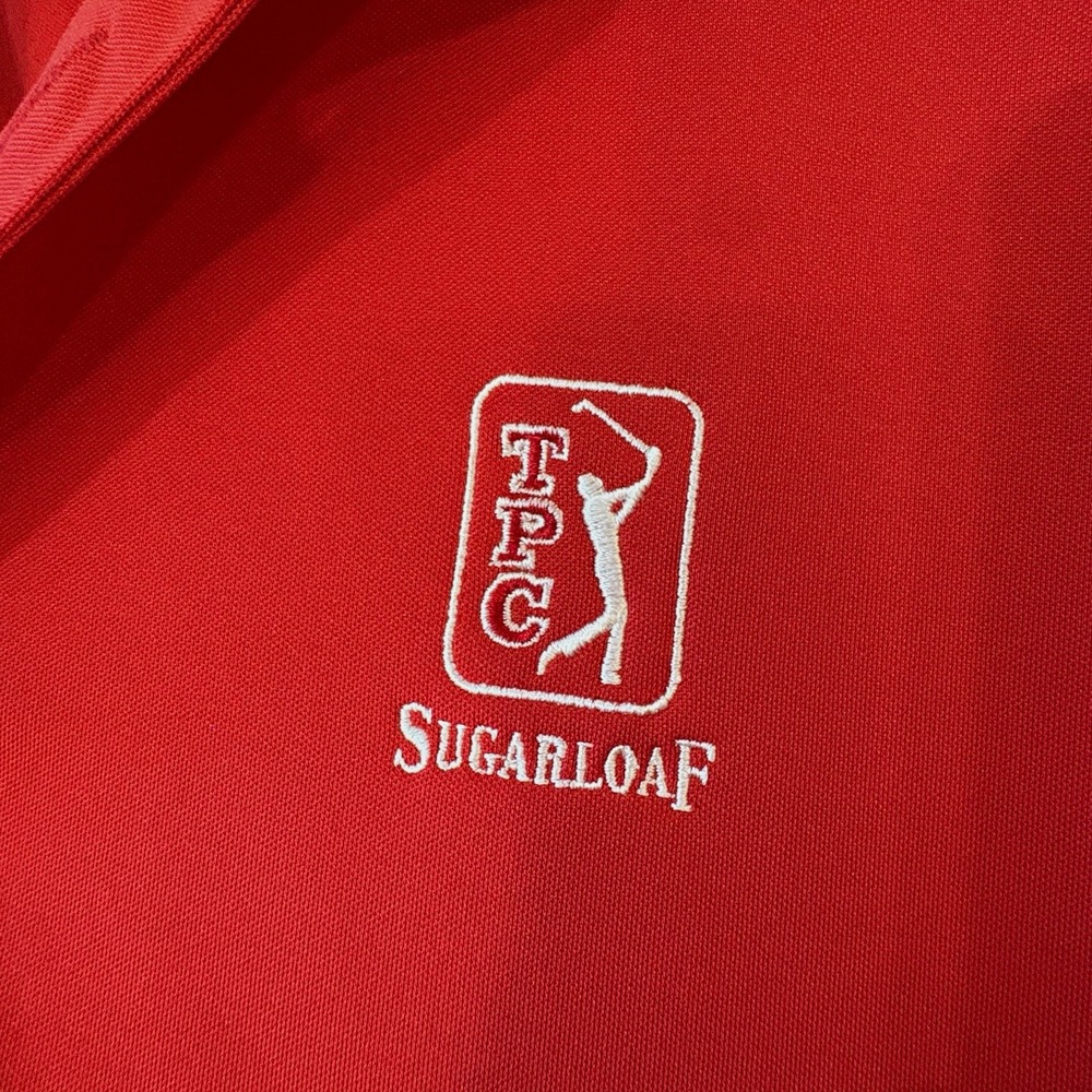 Nike Golf Dri-FIT Mens L Red TPC Sugarloaf City of Hope Polo 725518-657